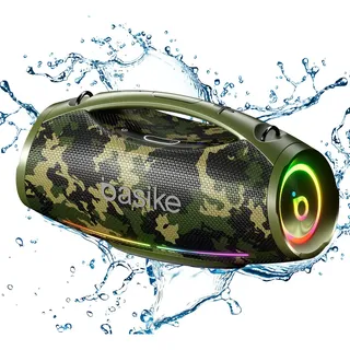 Caixa de Som Basike Boombox Bluetooth 200W, Portátil e à Prova D'Águ
