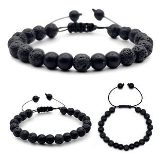 Pulseira AjustavĂ©l Pedra Lava VulcĂąnica Natural Preta Ănix Pulseira AjustavĂ©l Pedra Lava VulcĂąnica Natural Preta Ănix