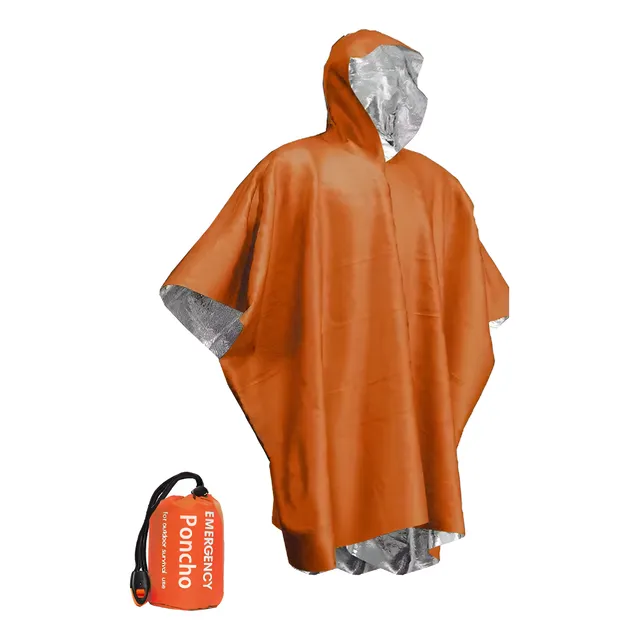 Poncho Chubasquero Impermeable Emergencia Pelicula Aluminio