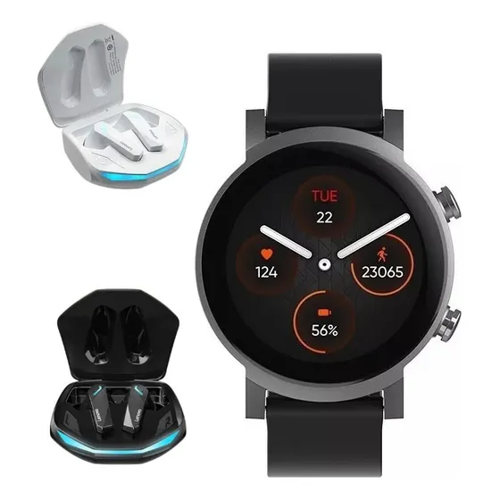 Kit Ticwatch E3 Pagamento Nfc Wear Os Snapdragon Gps+gm2 Pro
