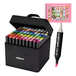 Conjunto De 100 Cores: Caneta Colorida Com Livro Colorido C Conjunto De 100 Cores: Caneta Colorida Com Livro Colorido C