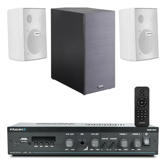 Kit Som Slim 1600 Frahm + 02 Caixas Ps200 + Subwoofer