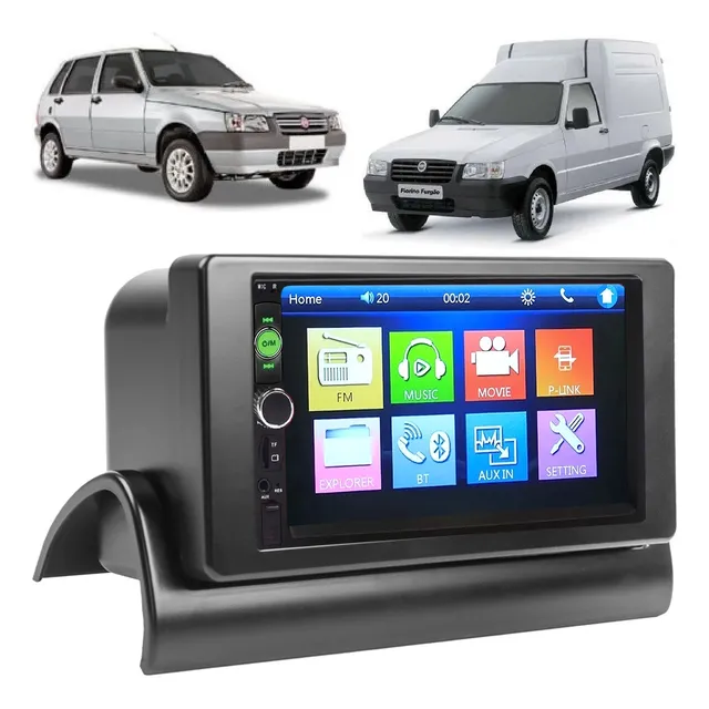 Multimídia Mp5 Moldura 7 P/ Fiat Fiorino Uno Mille 1994 2013