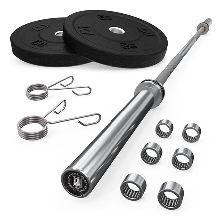 Kit Barra Olímpica Masculina 220cm+anilhas 10kg+ Presilhas Kit Barra Olímpica Masculina 220cm+anilhas 10kg+ Presilhas