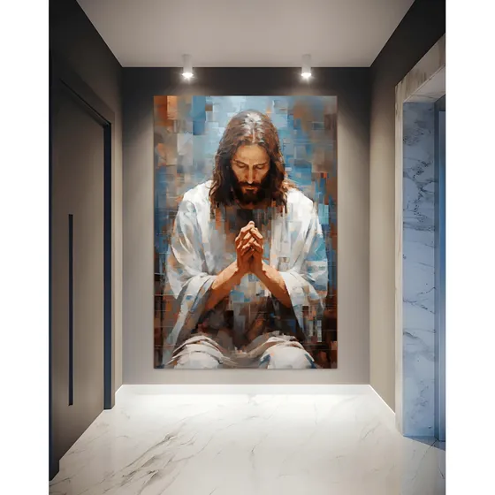 Quadro  Tela Canvas Jesus Abstrato Medida 1,50 X 1,00