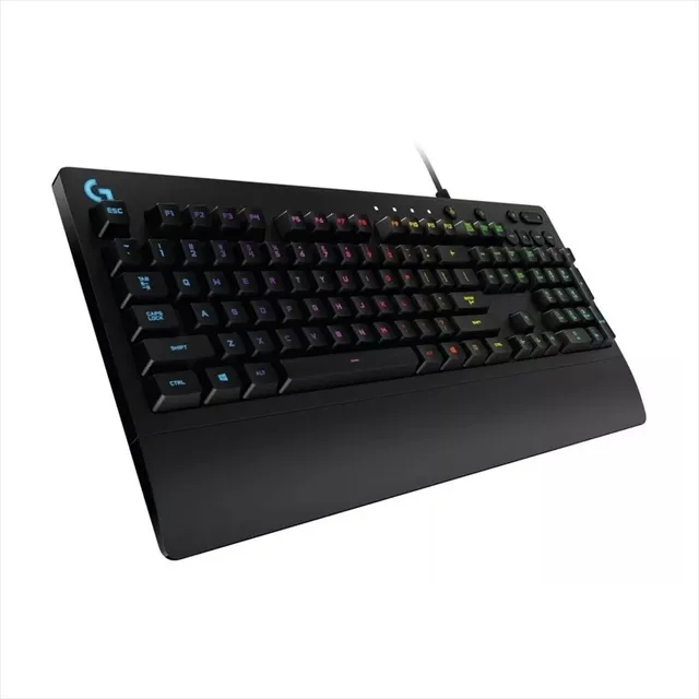Teclado gamer Logitech G Serie G QWERTY Romer-G inglés US color negro con luz RGB