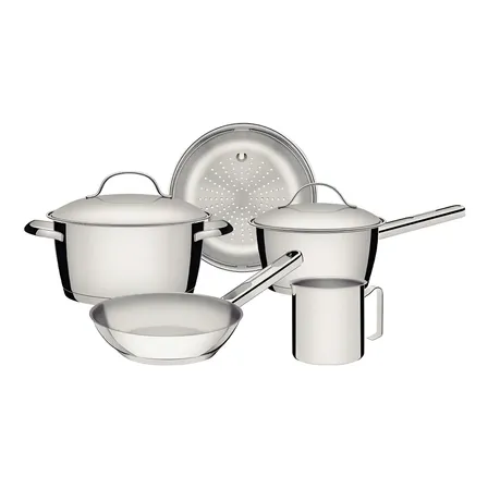 Conjunto De Panelas Tramontina Fogão De Indução Allegra 5 Pç Cor Aço inoxidável