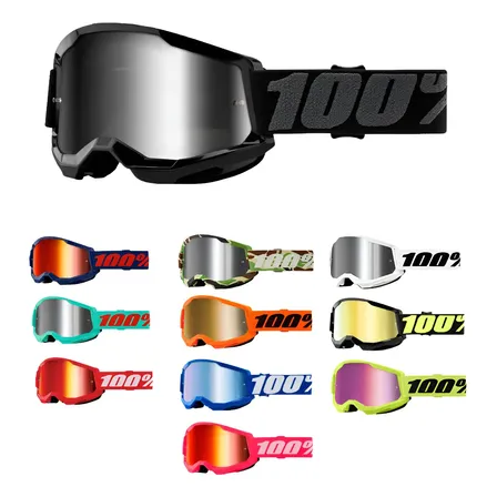 Oculos Motocross Trilha 100% Strata 2 Lente Espelhada Black - Preto Espelhada Único