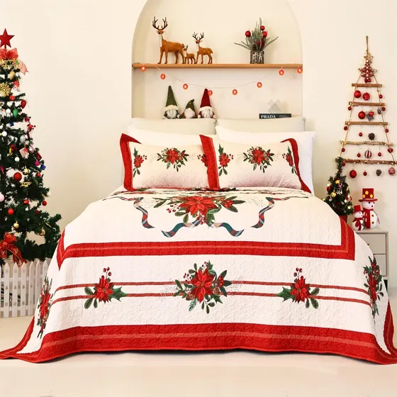 Colcha De Navidad King Size,juego De Edredón Ligero Rojo ...