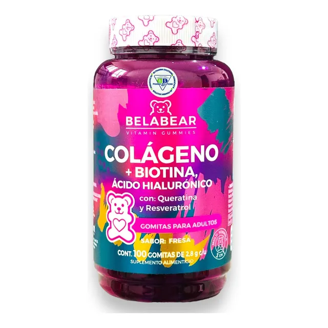 Belabear Colágeno+ Biotina, Ácido Hialurónico C/100 Gomitas