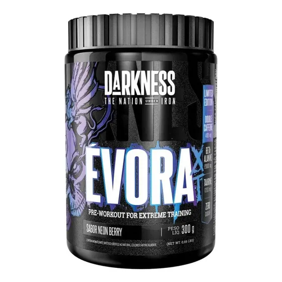 Suplemento em pó Darkness Pré Treino Évora sabor Neon Berry x 300g
