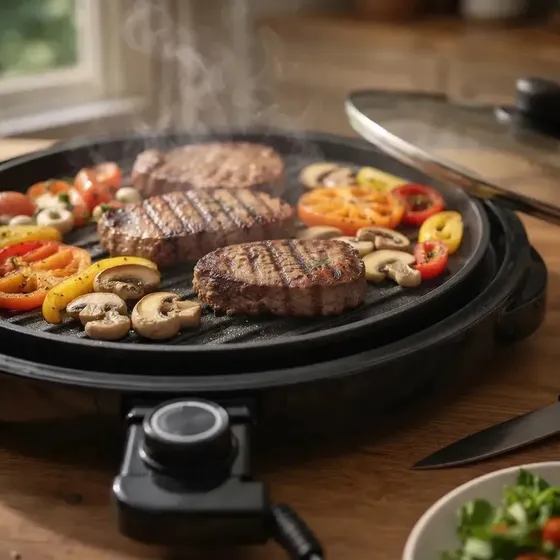 Grill Elétrico Redondo 1200W Antiaderente Termostato