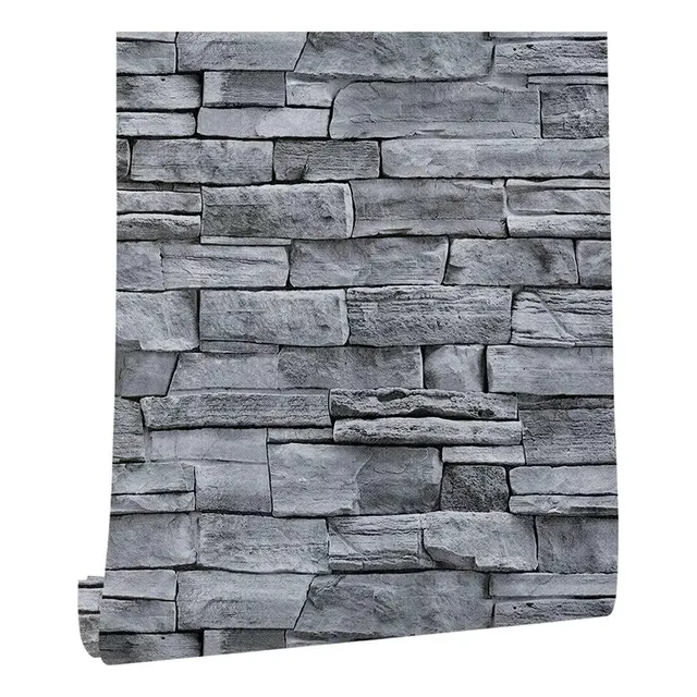 Papel Tapiz Con Adhesivo  45cms X 10 Mts Ladrillo Pared Gris