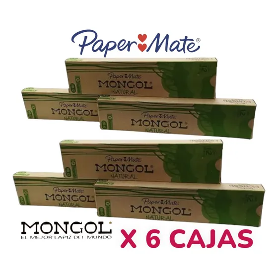 Pack Combo De 6 Cajas De Lapiz Mongol Natural Hb N°2