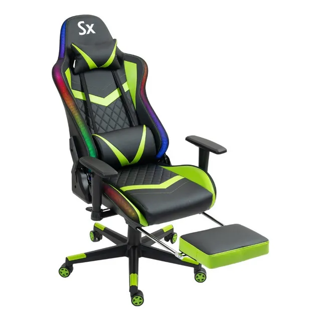 Silla Gamer Solarmax Sxgc-9027 Ergonómica Rgb Y Apoyapies