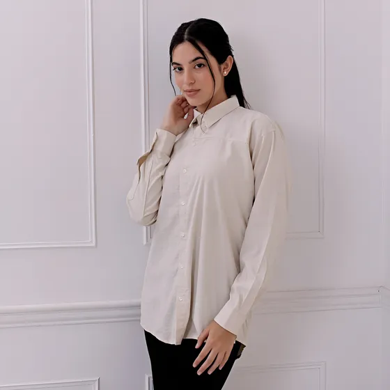 Camisa Lisa Luxo Fax Off White Manga Larga
