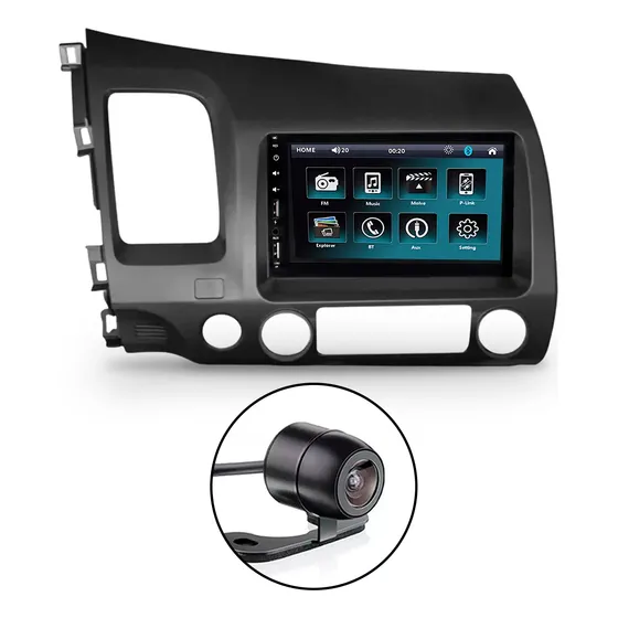 Central Multimídia Mp5 Honda Civic 2007 2008 2009 2010 2011 2 Din + Câmera Ré
