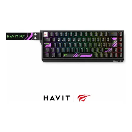 Teclado Magnético Gamer Havit KB922L Pro-SP 65% 69 Teclas Rapid Trigger 0,01mm 8000Hz RGB Hall Effect Com Fio USB-C Cor Preto Inglês US
