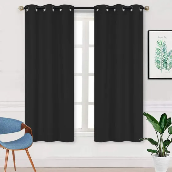 Juego De 2 Cortinas Opacas Largas Y Cortas 100% Blackout