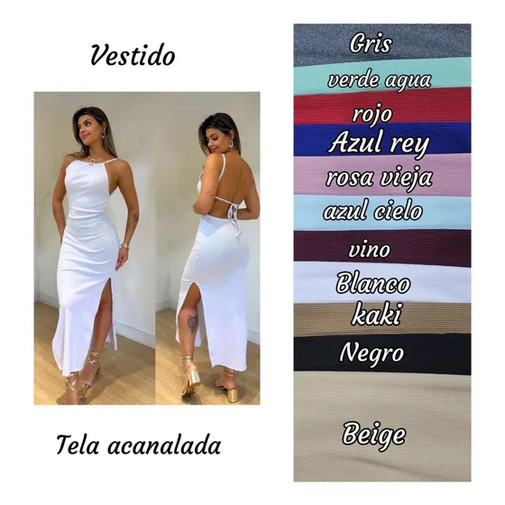 Vestido Para Dama Elegante Largo  Tela Acanalada