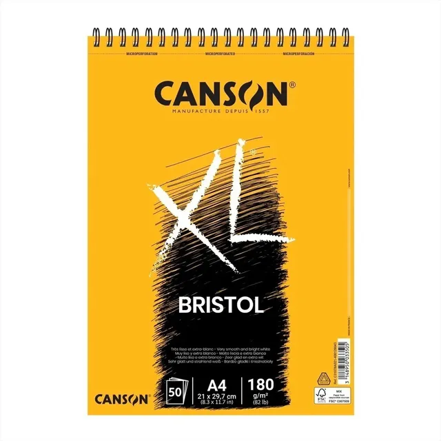 Canson Xl Bristol A4- 21x29.7 Cm - 180g - 50 Hojas.