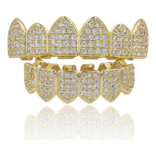 Parrillas Chapadas En Oro Para Dientes Circonita Cúbica Lujo Parrillas Chapadas En Oro Para Dientes Circonita Cúbica Lujo