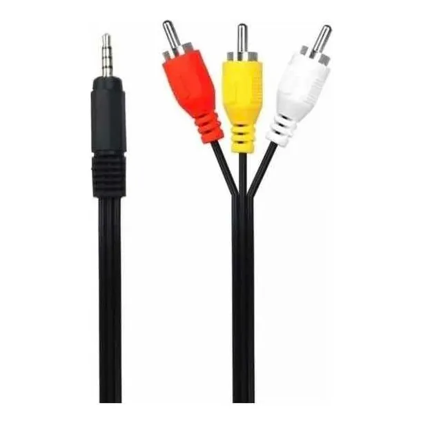 Cable Auxiliar A Rca 3x1 Aux 3.5mm De Audio Y Video 1.5mtr