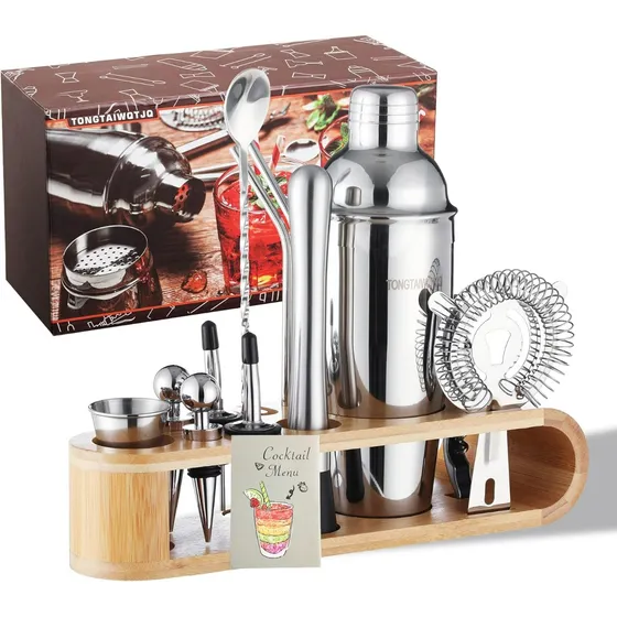 Kit De Coctelería Para Bartender Acero Inox 17 Piezas Tienda