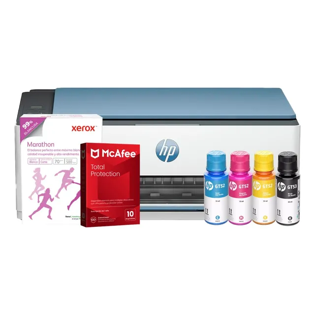 Multifuncional Hp 585 +kit Tintas + Papel + Antivirus Mcafee Blanco