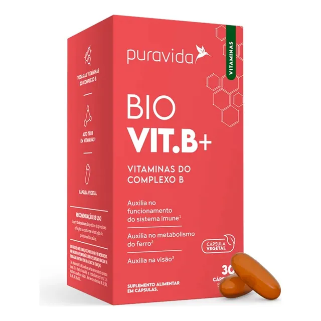 Vitaminas Do Complexo B - Bio Vit B Pura Vida - 30 Capsulas