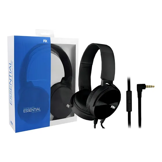 Fone De Ouvido Essential Pix Cabo Flat Com Microfone Preto