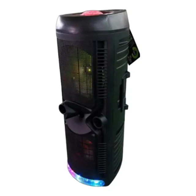 Parlante 8 Luz Rgb Bluetooth Recargable Portatil Color Negro