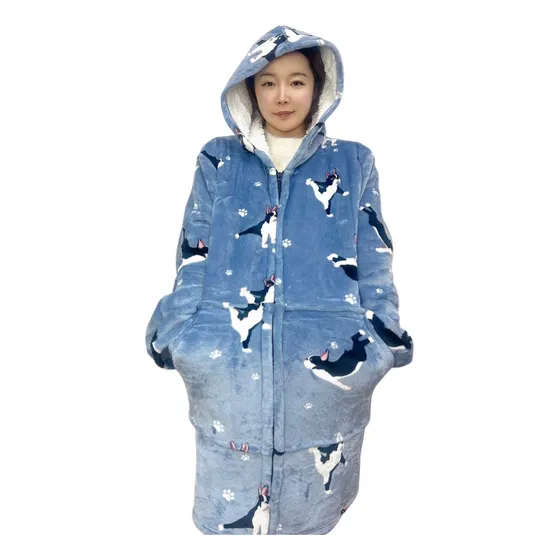 Poleron Sherpa Con Cierre Polar Bata Frazada Polerones Felpa Con Capucha 95cm