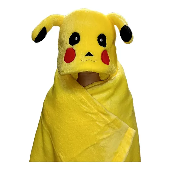 Bata Manta Infantil De Pikachu Con Capucha