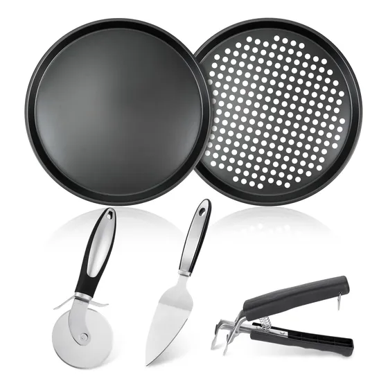 5 Pieza Pizza Kit Hornear Incluye Bandeja Agujero Sarten Al