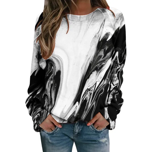 Blusa Manga Larga Tie Dye Cuello Redondo Pullover Sudadera