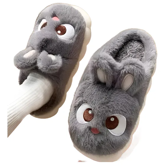 Pantufla Conejo Peludas Con Suela De Goma Varios Colores