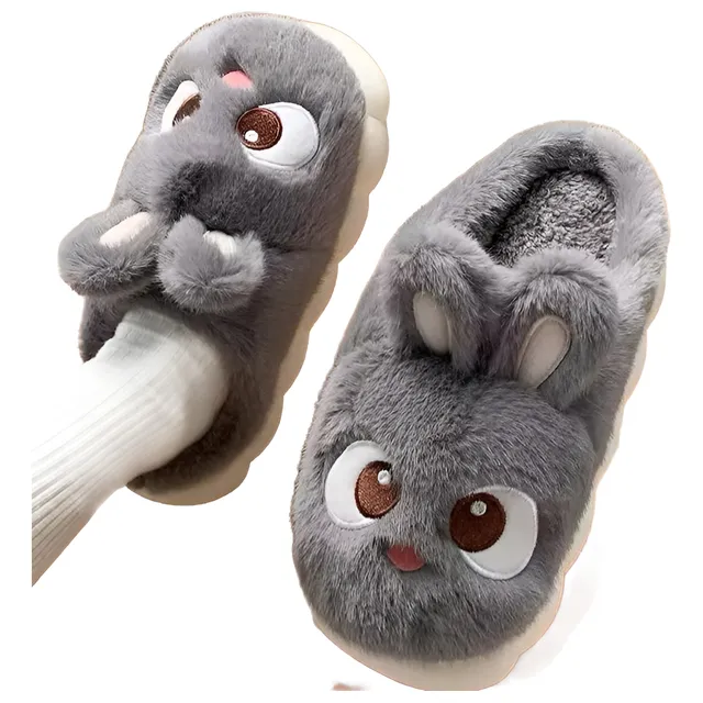 Pantufla Conejo Peludas Con Suela De Goma Varios Colores