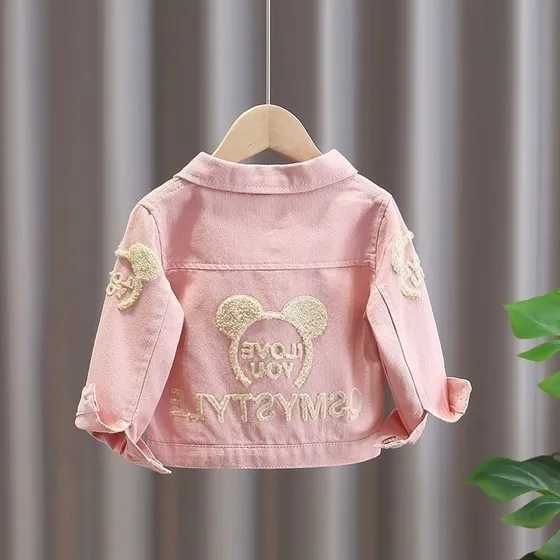 Rosa - Abrigo De Mezclilla Para Niñas, Versión Coreana De Estilo Extranjero