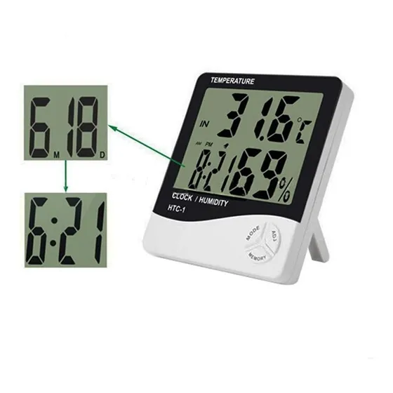 Medidor Humedad Termo Hidrómetro Sonda Reloj Digital Htc1
