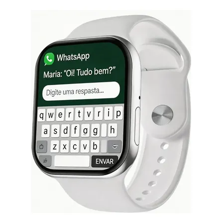 Smartwatch Feminino Mini 38mm 2026 Amoled Pro Nfc + Whatsap Prateado