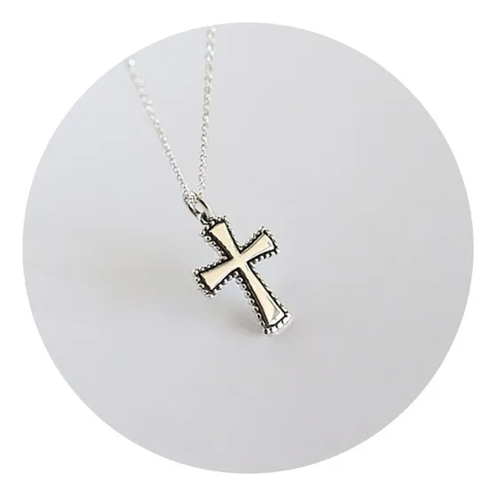 Collar Colgante Plata Esterlina 925 Cruz Simple Elegante Color Plateado