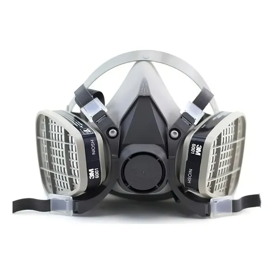 Respirador 3m 6200 Media Cara Con Filtros 6001 Vapor Orgánico - Protección Respiratoria Reutilizable Niosh Aprobada - Cartucho Doble, Elástomero Suave, Liviano, Cómodo Para Trabajo Industrial