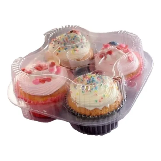 25un Embalagem C/ Tampa P/ 4 Doces Bolinho Cupcake Torta G15