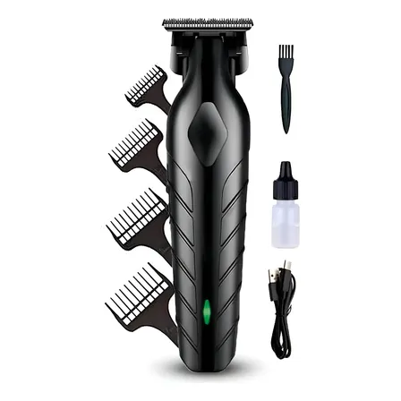 Máquina De Corte Acabamento Profissional Com Aparador Cabelo Pelo Barbear Maquininha Detalhes Sem Fio Preto 127/220v