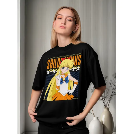 Playera Negra Estampado Minako Aino Sailor Moon Unisex Venus