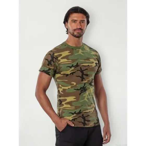 Remera Camiseta Camuflada Woodland Rothco Manga Corta 9777
