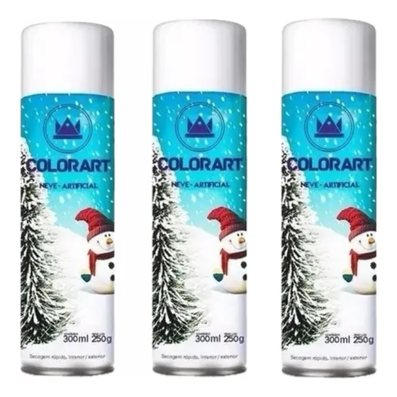 3 Neve Artificial Em Spray P/ Decoração Natalina 300ml