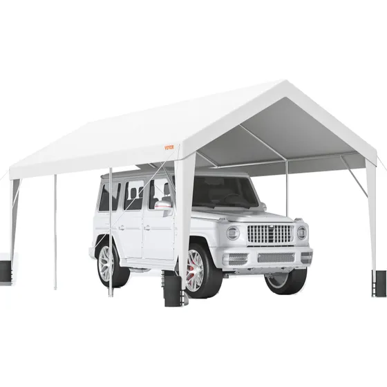 Cochera Plegable Lona Blanca Sin Laterales 10x20ft