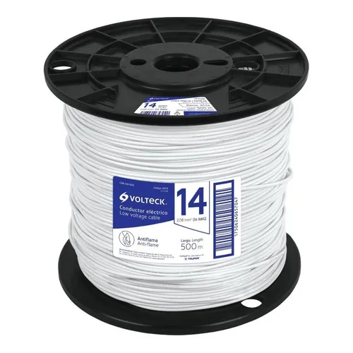 Cable Thhw-ls, 14 Awg, Blanco, Bobina 500 M, Volteck 40112